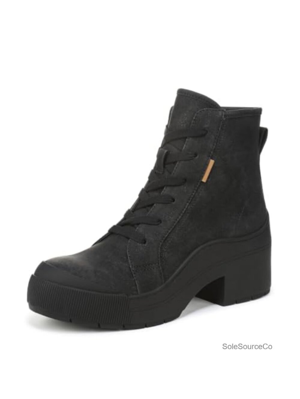 Faux Leather Lace Up Ankle Boots Block Heel Platform